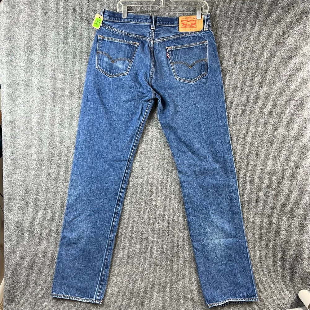 Levis Jeans 501 Men 34 Blue Straight Leg Button Fly Denim High Rise Casual 34x35 - Picture 3 of 11